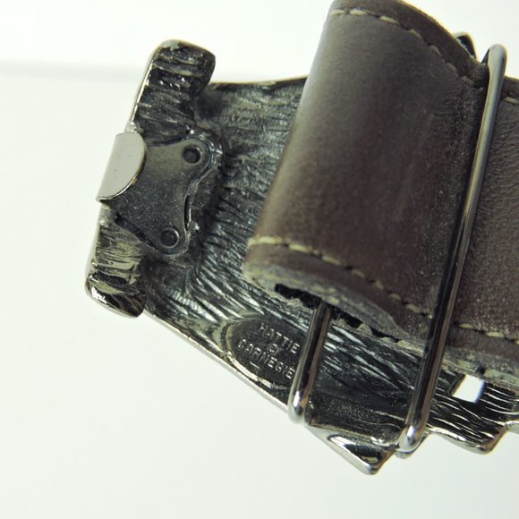 Hattie Carnegie jeweled buckle brown Belt genuine leather women's M / L vintage - Picture 5 of 9